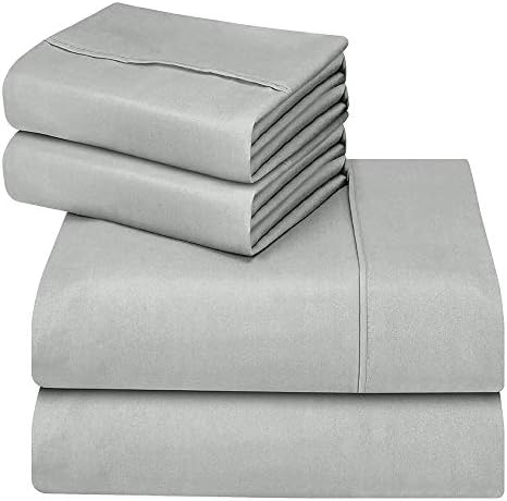 OAKOME Bed Sheets Set,1800 Thread Count Soft Bedding Set with 100% Polyester,Hypoallergenic,Wrinkle & Fade Resistant Bed Sheets (Carbon Gray, Full)