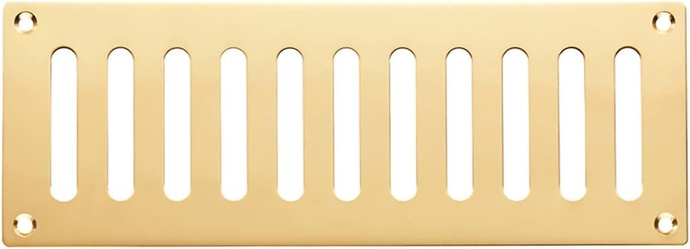 229 x 76mm Plain Slotted Air Vent - Heavy Duty Polished Brass - Door & Wall Ventilation | Indoor Ventilation Wall Plate - Airing Cupboard Boiler Room