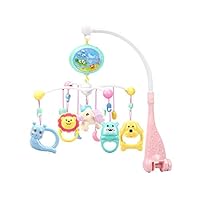 Grehod Baby Early Education Baby Musical Crib Mobile with Projector and Music Box Bed Bell Multi-Function Remote Control and Hanging Rattles