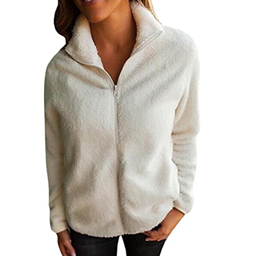 Click Here to See More Images Women Coat New Hot Sale Fashion Christmas Womens Blouse Coat Winter Warm Zipper Coat Cotton Outwear by Neartime (L, White)
