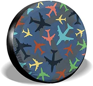 YuYfashions Colorful Aircraft Potable Polyester Universal Spare Wheel Tire Cover Wheel Covers for Trailer RV SUV Truck Camper Travel Trailer Accessories(14 15 16 17 Inch)