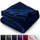 Bare Home Microplush Fleece Blanket - Twin/Twin Extra Long - Ultra-Soft Velvet - Luxurious Fuzzy Fleece Fur - Cozy Lightweight - Easy Care - All Season Premium Bed Blanket (Twin/Twin XL, Dark Blue)