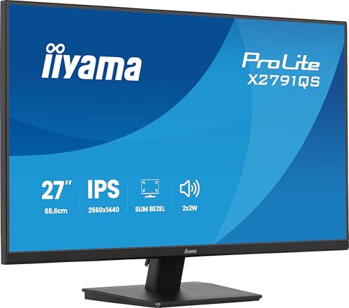 iiyama Prolite X2791QS-B1 68,5cm 27" IPS LED-Monitor QHD HDMI DP Slim-Line Adaptive Sync Energieklasse D schwarz