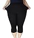 Zerdocean Women's Modal Plus Size Basic Capri Leggings Black 1X