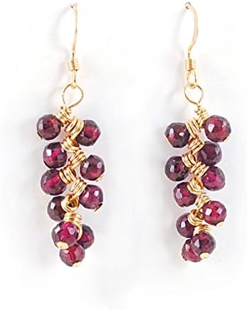 Natural Rhodolite Garnet Gemstone Cluster Earrings, Artisan Crafted in 14K Gold Fill; One of a Kind