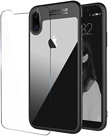 iPhone X Case, iPhone 10 Case, Hard PC and Flexible TPU Ultra Slim Case Premium Hybrid Protective Clear Case for Apple iPhone X/10 (Black), Presented Toughened Glass Screen Protector