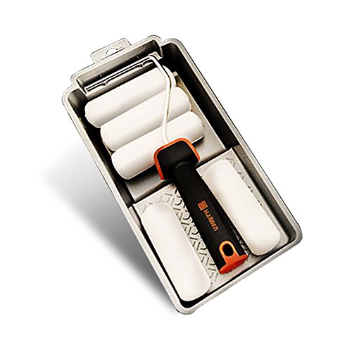 Paint Tray,Paint Roller, Lightdot Hardware, 7PCS, 1 Roller Frame, 5 High-Capacity Polyester Rollers, 1 Mental Tray(Attached With A Pair Of Gloves)