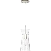 Capital Lighting 342411PN Mila Modern Clear Half-Crackle Glass Pendant Light Fixture, 1-Light 100 Watt, 15" H x 6" W, Polishe