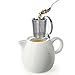 Tea Forte Pugg 24oz Ceramic Teapot with Improved Stainless Tea Infuser, Loose Leaf Tea Steeping For Two, Orchid White