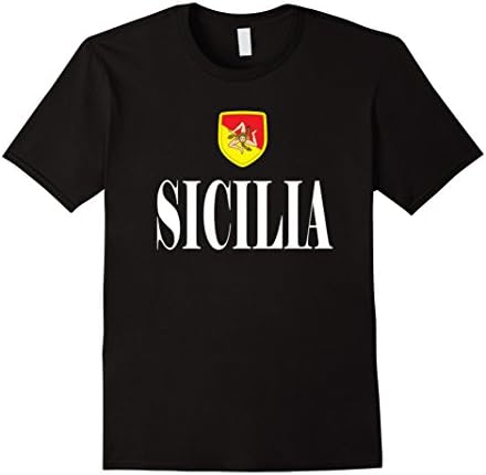 Mens Sicily Italy T-shirt Sicilian Flag Tee Sicilia Shirt 3XL Black