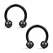 Ruifan 12PCS Assorted Colors Surgical Steel CBR Non-Piercing Fake Nose Septum Horseshoe Earring Eyebrow Tongue Lip Piercing Ring with 4mm Balls 14G 8mm