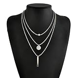 VWH Clavicle Necklace Short Necklace Pendant Necklace Charming Sequin Thin Chain for Women (Sliver)