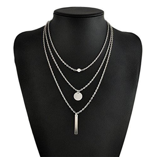 VWH Clavicle Necklace Short Necklace Pendant Necklace Charming Sequin Thin Chain for Women (Sliver)