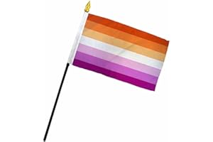 Trade Winds Lesbian Sunset Pride 4inchx6inch Flag Desk Set Plastic Table Stick Staff, Multi