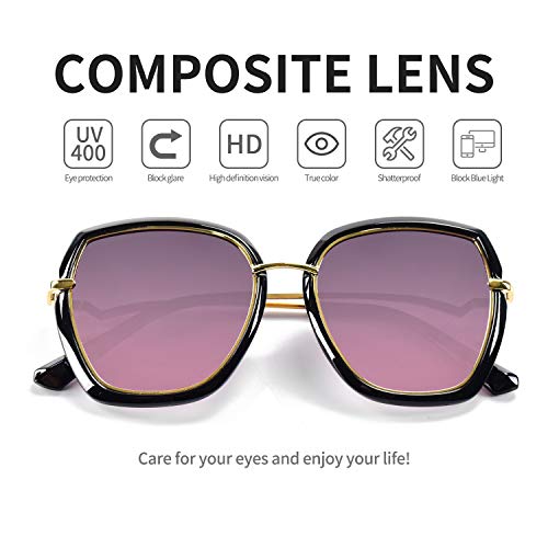BEDO Gray Lens Polarized Sunglasses for Women Vintage Big Frame Sun Glasses Ladies Shades