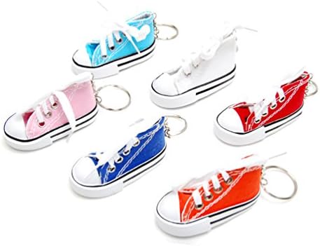 Favorict (6 Pack) Fancy Canvas Mini Sneaker Shoe Keychain Keyring