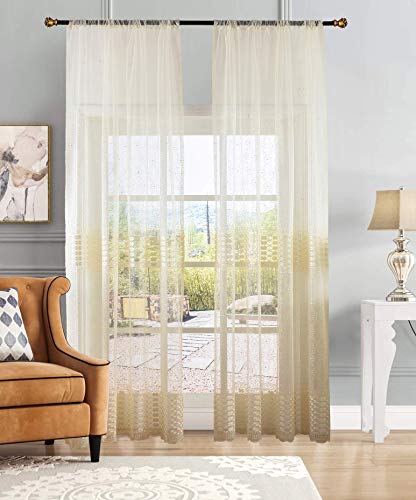 Aside Bside Sheer Curtains Clover Embroidered Elegance Window Treatment Rod Pocket Voile Panels for Living Room & Bedroom(1 Panel, W 50 x L 84 inch, White) -X0650C1FFFWHX65084-8516