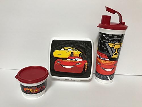 Tupperware Disney Cars 3 Lunch Set (3pc) Tumbler, Sandwich Keeper, Snack cup