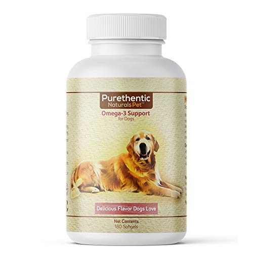 Omega 3 for Dogs, Fish Oil for Dogs 180 Softgels Pure & Natural Fatty