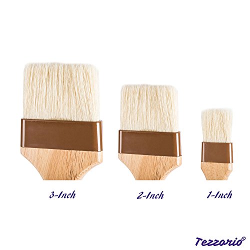 3Piece Pastry Brush Set, 1Inch, 2Inch, 3Inch Width Natural Boar