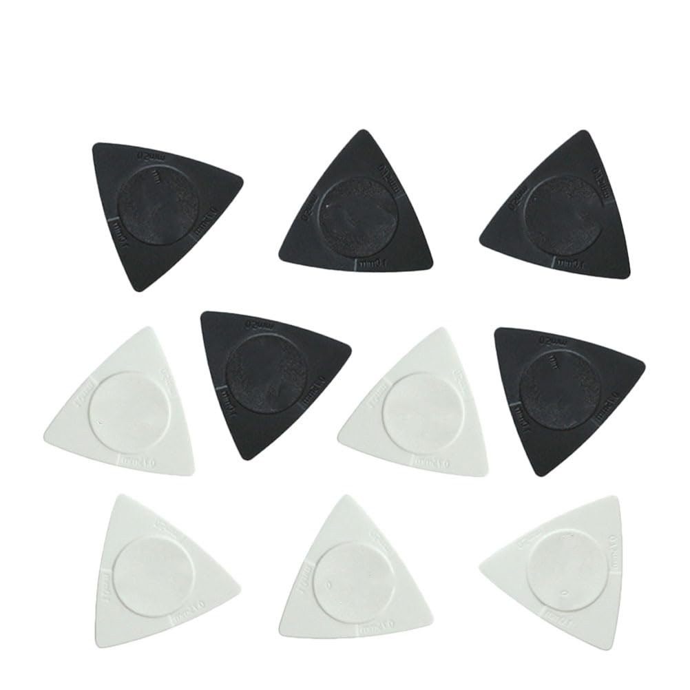 EXCEART 10PCS Triangle Professional Guitar Plectrum, 3 Thicknesses (1mm, 0.75mm, 0.5mm), Black & White, Pack of 10