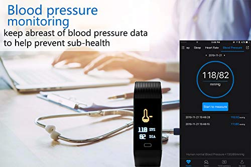 YZJ Blood Pressure Monitor Watch,Color Screen Fitness Tracker with Heart Rate Blood Oxygen Monitor,Smart Wristband with Calorie Counter Watch Pedometer Sleep Monitor