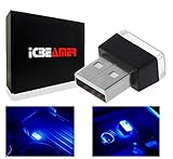 ICBEAMER 1 pc Blue Color Universal USB Interface Plug-in Miniature Night Light LED Car Interior Trunk Ambient Atmosphere