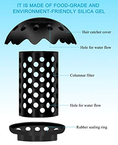 Plunack Drain Protector Hair Catcher, Hair Strainer, Flexible Snare, Sink Drain Protectors Hair Catchers for Bathtubs and Sinks, 2 Pack (Gray)