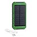 Solar Charger, 10000mAh Portable Power Bank Dual USB Battery Charger External Backup Battery Pack for Cell Phones Camera GPS Tablets and more (Army-green)