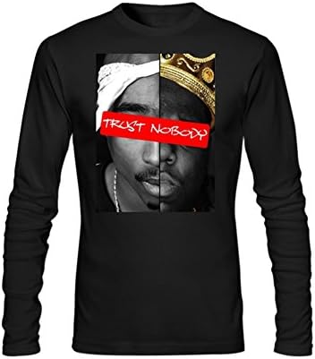 Extremen Men's 2 PAC NOTORIOUS B Long Sleeve O Neck t Shirt XL Black