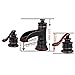 BWE Waterfall 8-16 Inch 3 Holes Two Handle Oil Rubbed Bronze Commercial Bathroom Sink Faucet Lavatory Widespread