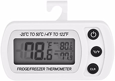 GTIMES™ Digital Refrigerator Thermometer, Temperature Gauge Measure Range from -4℉to 122℉with Hook Waterproof Digital High Accuracy Electronic Freezer Thermometer, White