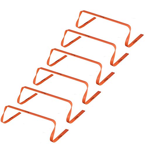 Kosma Pack of 6 Agility Training Fitness Flat Hurdles | Multi-Sport Speed Training Aid with Carry Handle :Size 9 Inch - Color : Orange