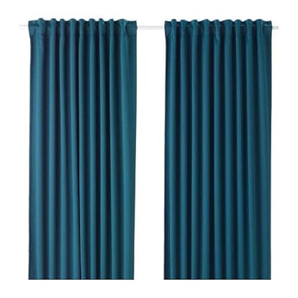 Ikea Majgull Block Out Curtains 1 Pair Blue Green 145 X 250 Cm