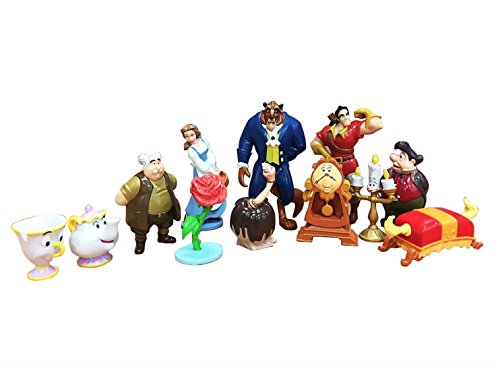 Disney Beauty And The Beast Action Figures Playset Toys and Story Book With 8 Temporary Tattoos Set