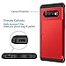 SAMONPOW Case for Galaxy S10 Plus Case Hybrid Galaxy S10 Plus Wallet Case Dual Layer Protective Shell Hard PC Soft TPU Bumper Credit Cards Slot Cover for 2019 Galaxy S10 Plus 6.4 inch Metallic Red