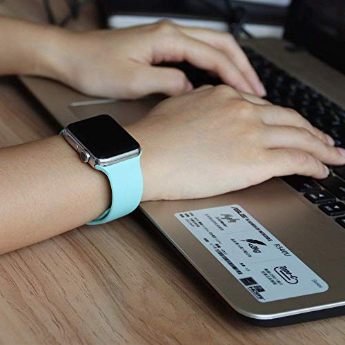 VATI Sport Band Compatible for Apple Watch Band 38mm 40mm, Soft Silicone Sport Strap Replacement Bands Compatible with 2019 Apple Watch Series 5, iWatch 4/3/2/1, 38MM 40MM S/M (Marine Green)