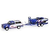 Greenlight Collectibles 1:64 Racing Hitch &amp; Tow Series 6-1986 Chevy K5 Blazer Silverado and 1969 Camaro &ndash; Hendrick Motorsports &ndash; Kyle Larson #5 First Win Tribute on Tandem Car Trailer 31190-C
