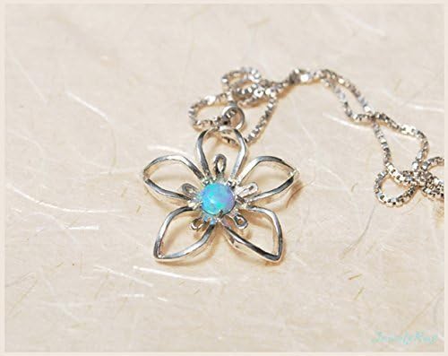 Sterling Silver Blue Opal Delicate Flower Mothers Friendship Promise Purity Necklace sweet 16 18th 12th Birthday Bat Mitzvah Gift For Girls