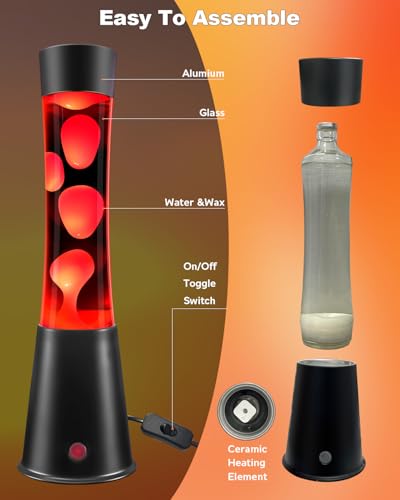 AONESY Liquid Motion Lamp with 12-Hour Off Timer: 17 Colours Changing Liquid Motion Lamps with Remote | Glitter Mood Lighting for Room Decor | Mood Lamp Black Base White Wax and Water