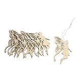 Tinksky 10pcs Wood Fairy Angel's Wings shape Ornament Embellishment Tag