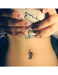 Piercing de ombligo de acero quirúrgico 316L, 0.49 oz, diseño de luna negra