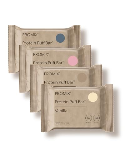 ProMix Nutrition Protein Puff Bars - Variety Pack - Vanilla, Chocolate, Strawberry, Blueberry - Marshmallow Crispy Treat - High Protein & Low Calorie - 12 Bars