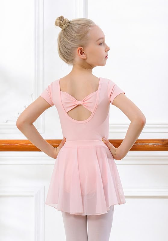 DIPUG Girls Ballet Leotards with Removable Skirt Toddler Hollow Back Dance Dress Combo