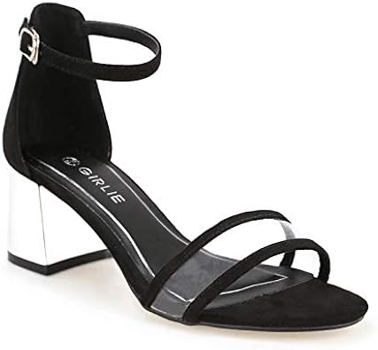 black transparent block heels