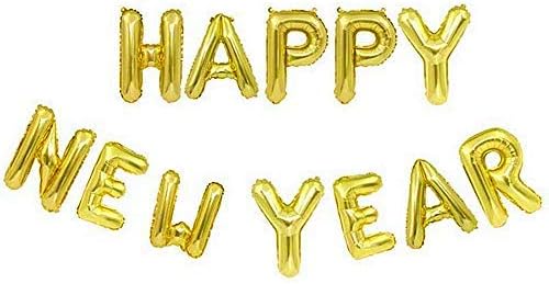 TRIXES Gold Happy New Year Foil Letter Balloon - Large Size- Festive Decoration for Seasonal Theme Parties