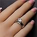 MABELLA His Hers Stainless Steel Men's Band Women Cubic Zirconia Round Cut Wedding Engagement Ring Set
