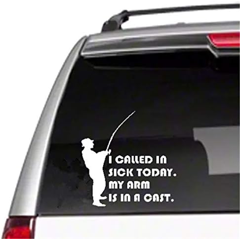 Car Decal Fisherman Called in Sick - 4"x5" - Bumper Sticker for Windows, Trucks, Cars, Laptops, Macbooks, Etc.