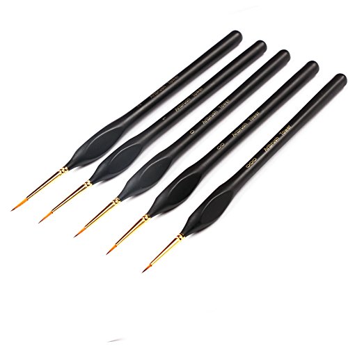Micro Detail Paint Brush Set - Triangular Wooden Handle, 5 Size Miniature Paint Brush for Artists, Modellers, Enamel, Warhammer 40k