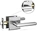 Berlin Modisch Passage Lever Door Handle Slim Square Non-Locking Lever Set [for Hallway or Closet Doors] Reversible for Right & Left Sided Doors Heavy Duty - Satin Nickel Finish